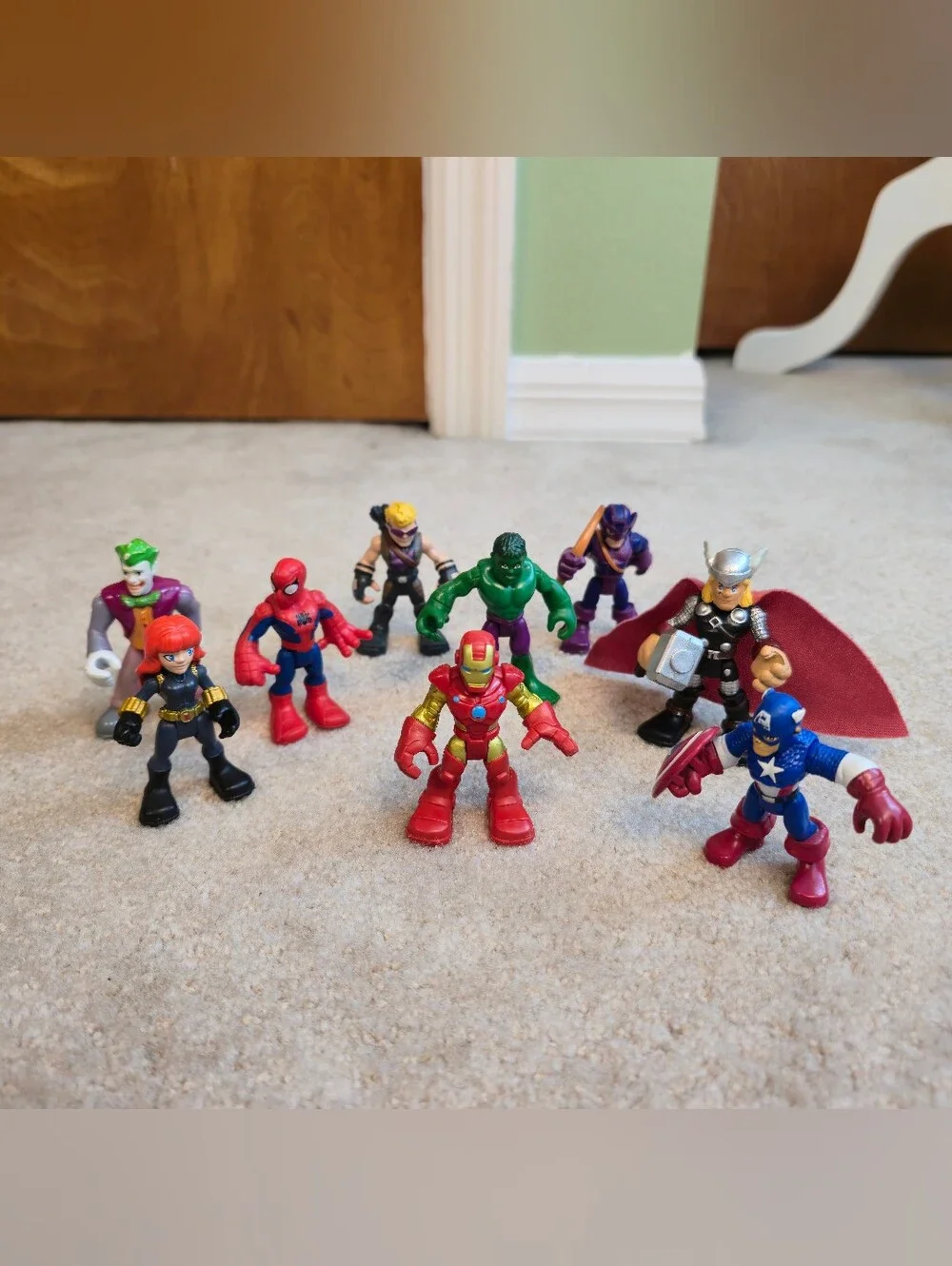 Marvel Super Hero Squad AVENGERS LOT OF 9 Hulk Iron Man Thor Spiderman Joker